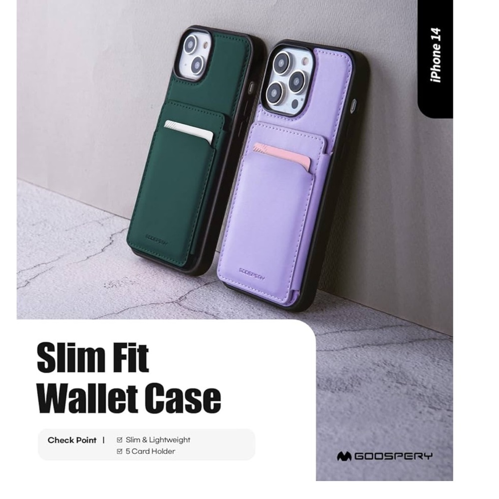 iPhone 14 5 Card Case Ultra Slim Magnetic Closure Shockproof Wallet Green - Picture 2 of 8